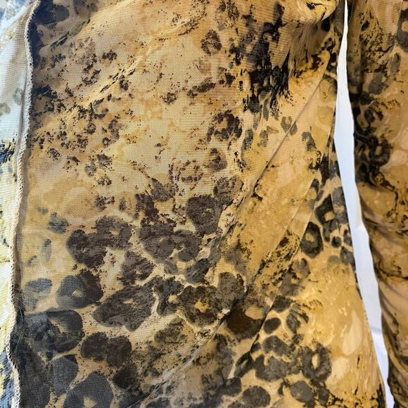 Skye's The Limit Top Women S Green Black Animal Print Mesh Layered Boho Beach - Picture 8 of 9